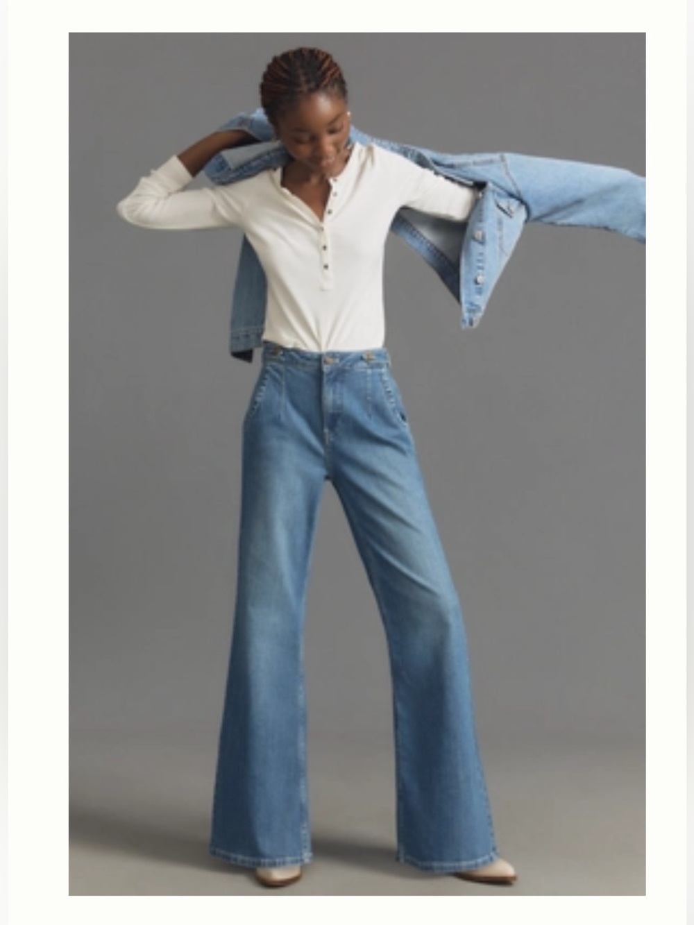 Pilcro Wide-Leg Jeans in Blue Denim